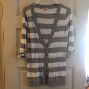 Mossimo Light Gray and White Striped Top